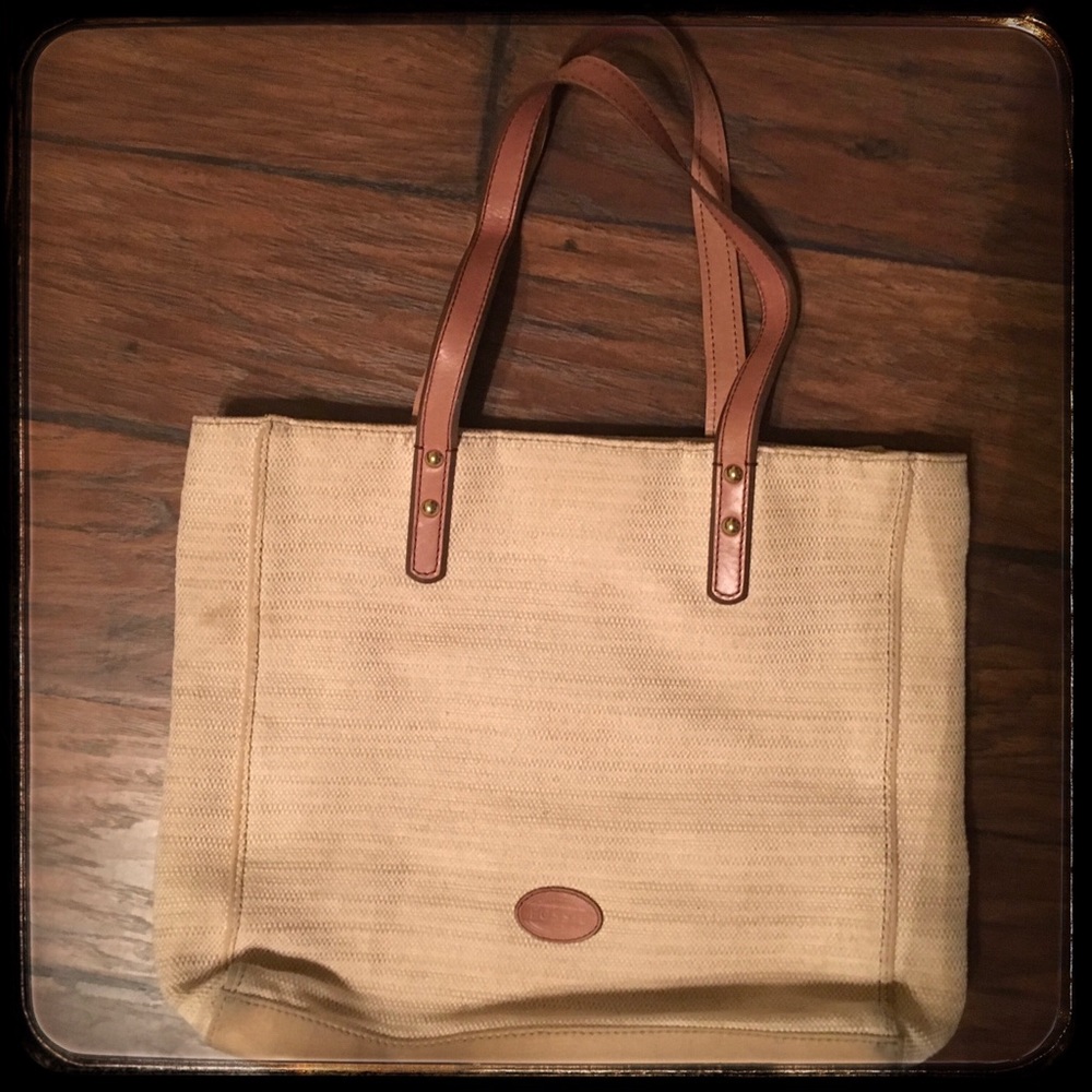 Fossil woven tote bag